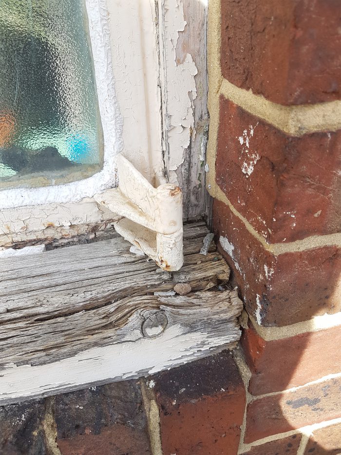 Close up of window ledge decay